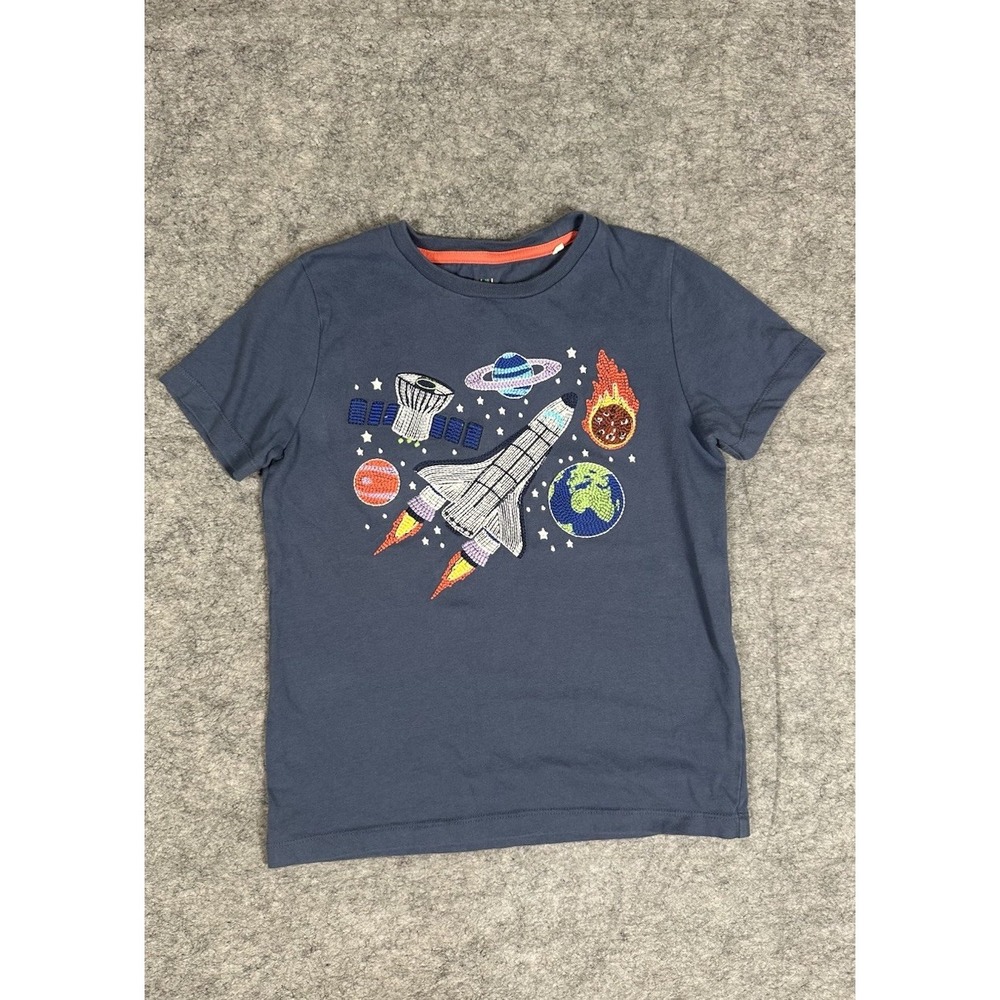 Mini Boden Spaceship And Planets Universe Size 8-9y Blue Shirt